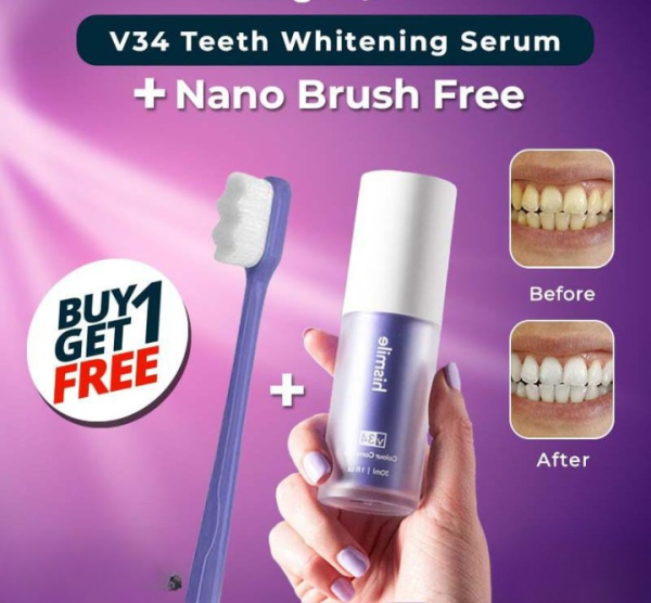 Teeth Brightening Hismiles V34 Colour Corrector Serum + Micro Nano Tooth Brush For Sensitive Gums Toothbrush