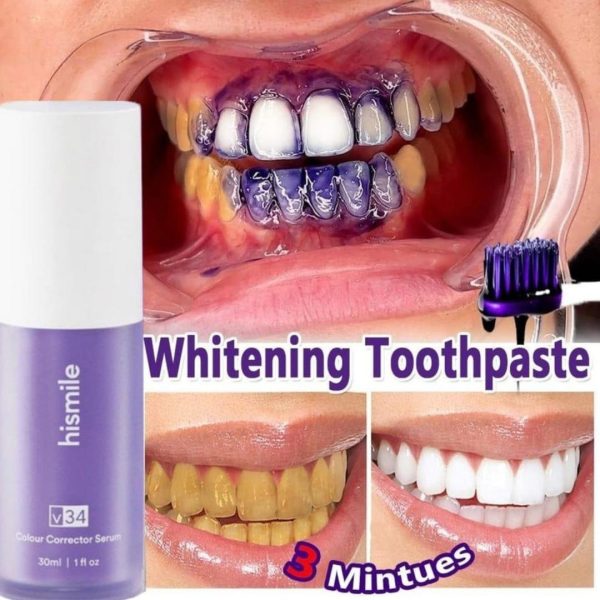 Teeth Brightening Hismiles V34 Colour Corrector Serum + Micro Nano Tooth Brush For Sensitive Gums Toothbrush